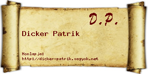 Dicker Patrik névjegykártya